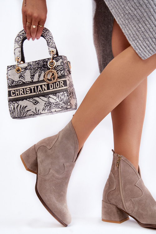 Suede High Heel Boots Beige Resso