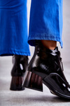 Women's Lacquered Boots With Zippers Black Cristel