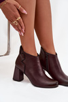 Leather Boots Lined On Heel Bordeaux Ivessara