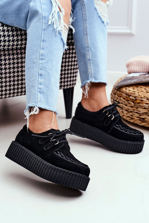 Black Suede Platform Creepers Gocain