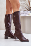 Heeled Boots Made Of Eco Leather Knee High Brown Izanae