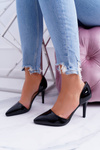 Women's Stilettos Black Lacquered Cutout Miss Eli