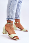 Low Heel Leather Sandals Light Green Whitney