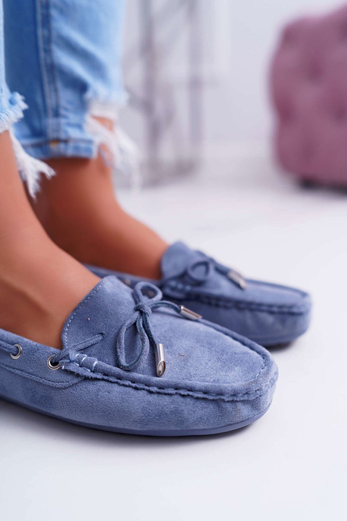 Women's Comfortable Eco-suede Moccasins Blue Memfi