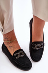 Women's Suede Loafers On A Flat Sole Black Appia