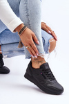 Leather Lace Up Platform Sports Shoes Black Merida