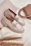 Classic Women's Moccasins Made Of Eco Leather Beige Savethira