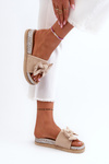 Women's Platform Sandals with Bow Beige Aflia
