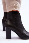 Openwork Leather Boots On A Heel Black Florina