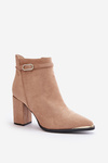 Warm Women's Ankle Boots With Pointed Toes On A Heel Beige Laoreina