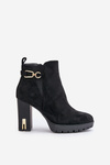 Warm Women's Ankle Boots on High Heel Black Terisanna
