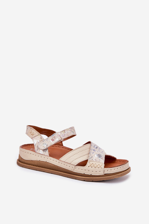 Damskie Sandały Platforma Skóra Naturalna Ecru Maciejka L7064-37