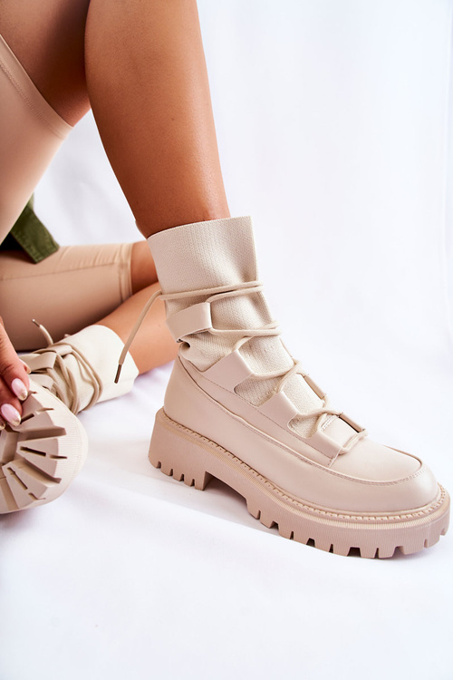 Women's Boots Workers With A Sock Beige Fallor