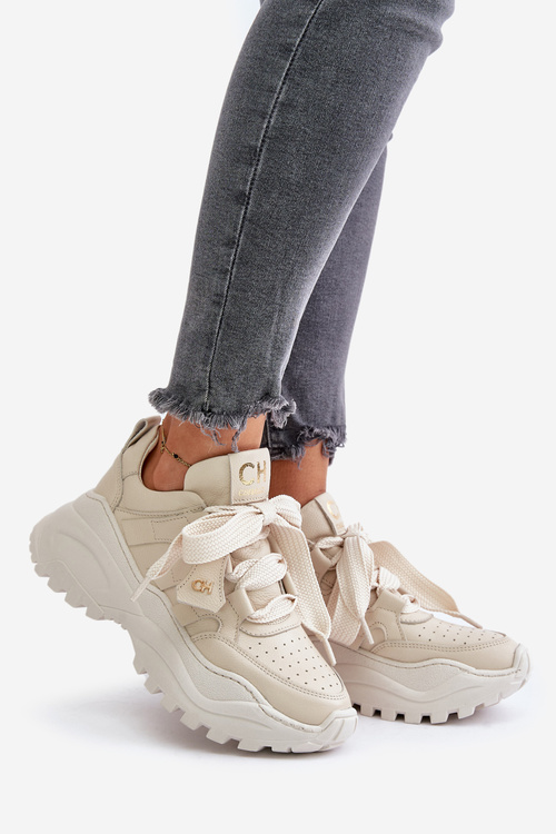 Women's Leather Sneakers Beige CheBello 4583