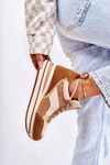 Women's Suede Sports Shoes Brown and Beige Elisse