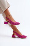 Fuchsia Block Heel Court Shoes Gemifa