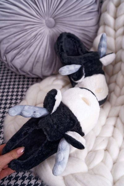 Papcie Damskie Z Futerkiem Renifery Czarne Deff