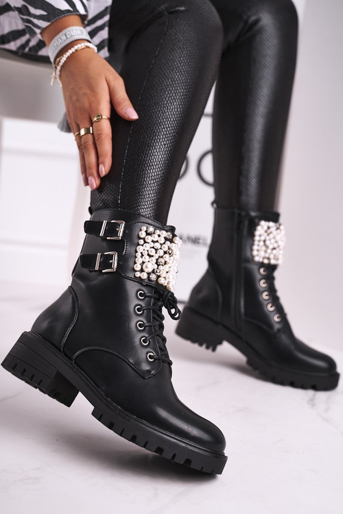 Women’s Boots Flat Military Black Bemmer