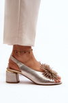 Leather Sandals with Ornament Laura Messi 2719 Gold