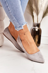 Delicate Suede Pointed Ballerinas Grey Dermeno