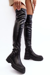 Leather Flat Over The Knee Boots Black Lilien 