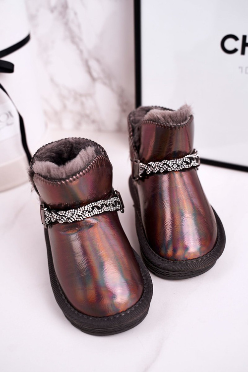 Children's Snow Boots With Fur Petrol Grey Princess