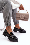 Loafers With Fringes Lacquered Shoes Black Velenase