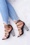 Women's Zirconia Stiletto Sandals Tied Black Everything