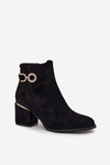 Insulated women's ankle boots with golden details on heel black Dorisse