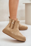 Slip On Women's Platform Boots With A Buckle Eco Suede Brown Ciatheia