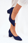 Ladies Pumps With Pointed Toes On A Heel Dark Blue Merinette