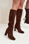 Ladies heated ankle boots with heel chocolate Zamira