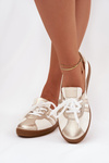 Leather Women's Barefoot Shoes Zazoo N1341 White-Gold