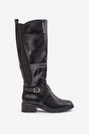 Warm Knee High Boots With Buckle And Zipper Black Seavella