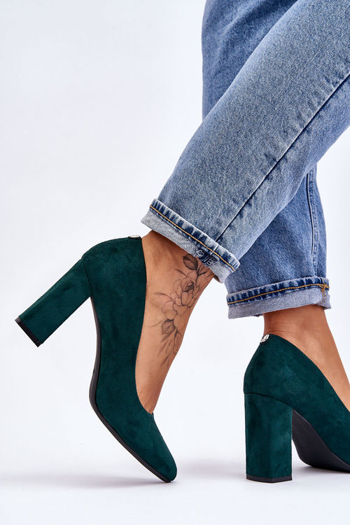 Suede Pumps On A Block Heel Sergio Leone PB216 Green