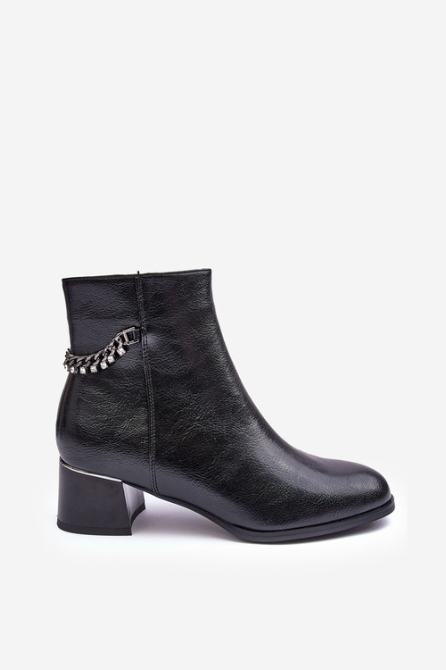 Leather Ankle Boots Low Heel Black Rennie
