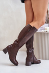 Heeled Boots Made Of Eco Leather Knee High Brown Izanae