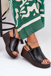 Women Sandals Made Of Eco Leather On Platform And Wedge Black Leaniria