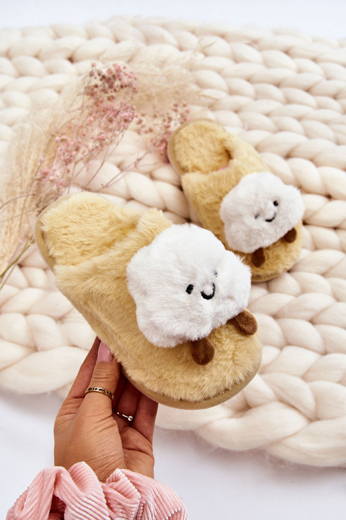 Children's Warm Slippers With Fur Yellow Rubee