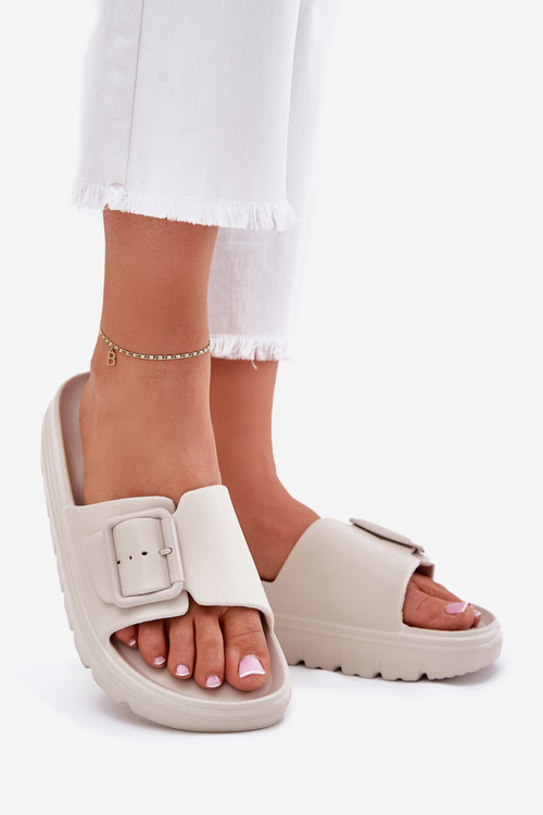 Women's Foam Platform Sandals With Buckle Beige Viasara