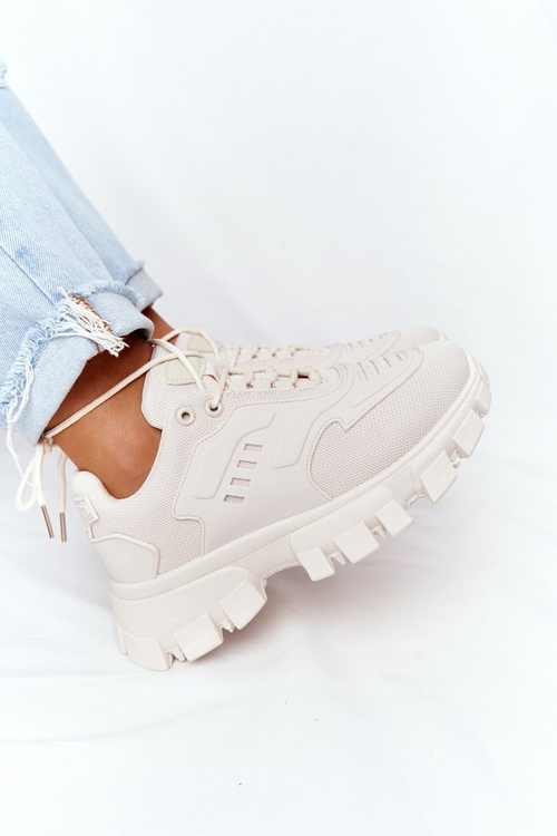Women's Sneakers On A Chunky Sole Beige New York