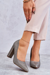 Shiny Pumps On Heel Silver-Gold Elmira