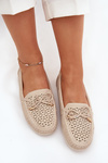 Women's moccasins with perforated pattern and lacing beige Mirisa