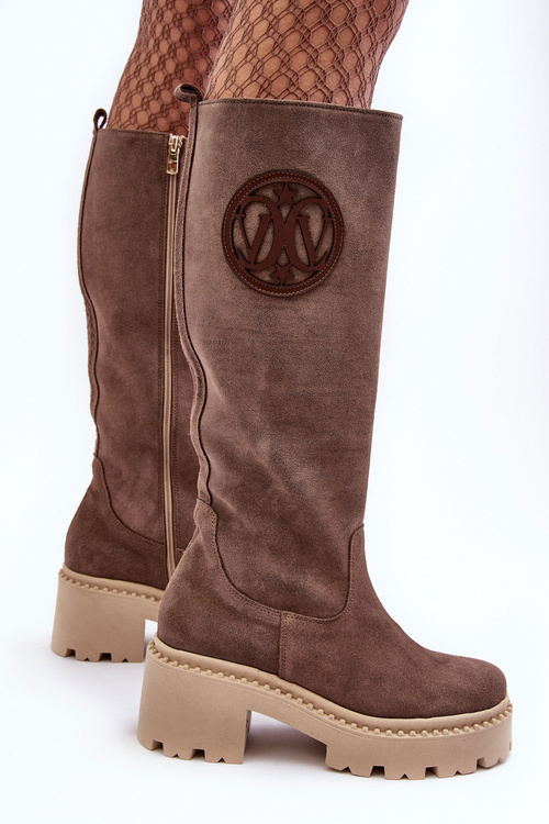 Women's Suede Over-the-Knee Boots Brown Lewski 3367