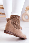 Suede Women's Boots Hidden Wedge Beige Solene