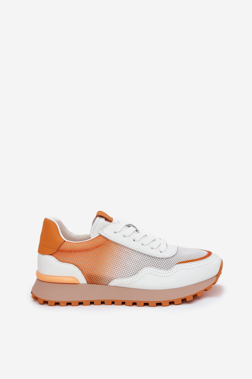 Buty Sportowe Damskie Skóra Naturalna Siateczka Pomarańczowe Vinceza 66775