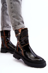 Women's Glossy Leather Boots With Zippers Maciejka 06238-18 Black