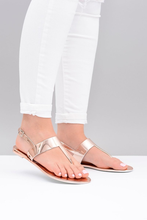 Lu Boo | Mirror Sandals Gold Pink Flip Flops II-GAT Nora
