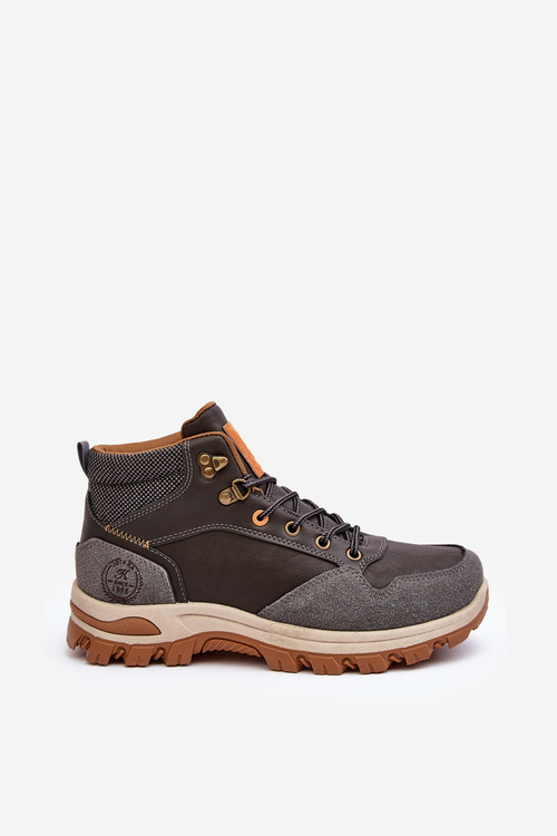 Buty Trekkingowe Trapery Sznurowane Męskie Szare NU7713-4