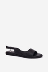 Ladies Flat Heel Sandals Black Weanise